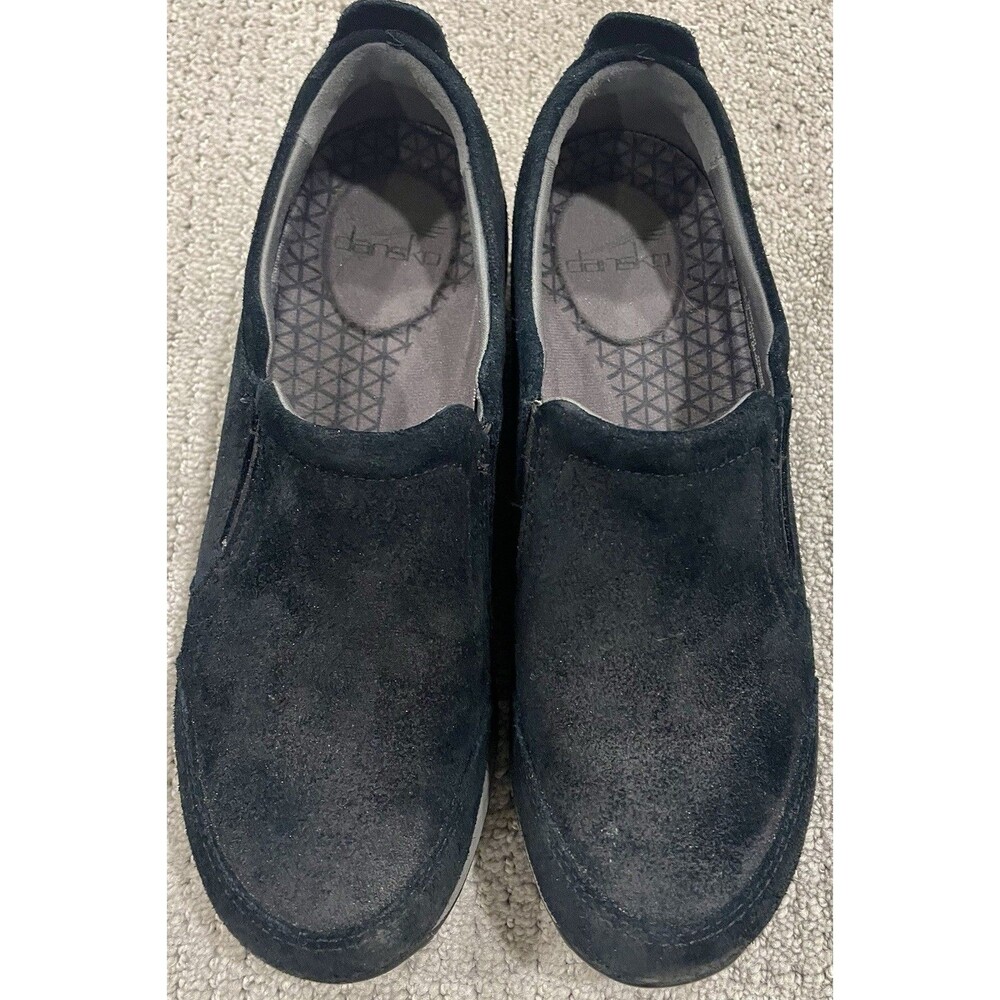 Dansko Clogs Black Suede Slip On Shoes Womens EU 38 US 8 Vibram Comfort Walking